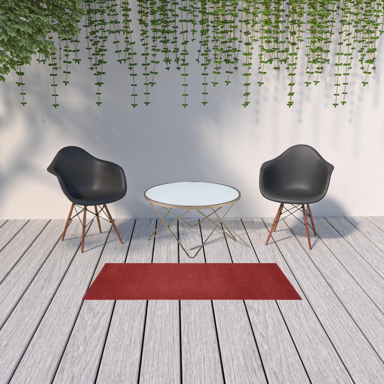 Edge Collections - 2' x 6' - Red - Durable Non-Skid Runner Rug for Indoor and Outdoor Use - 1 Piece